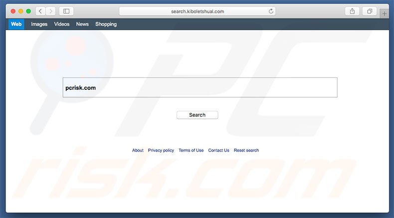 search.kiboletshual.com browserkaper op een Mac computer