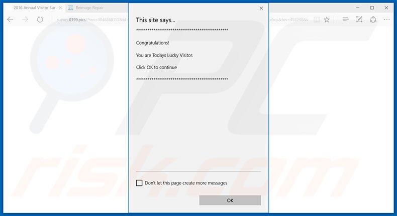 You Are Today's Lucky Visitor oplichting popup