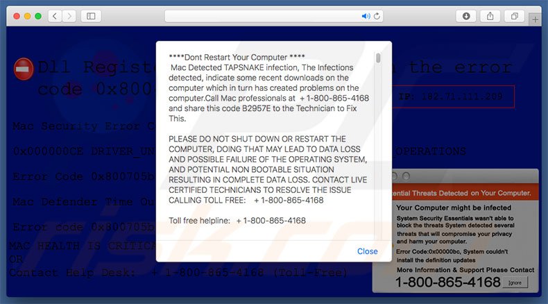 Mac Detected TAPSNAKE infection (Mac detecteerde een TAPSNAKE besmetting) adware