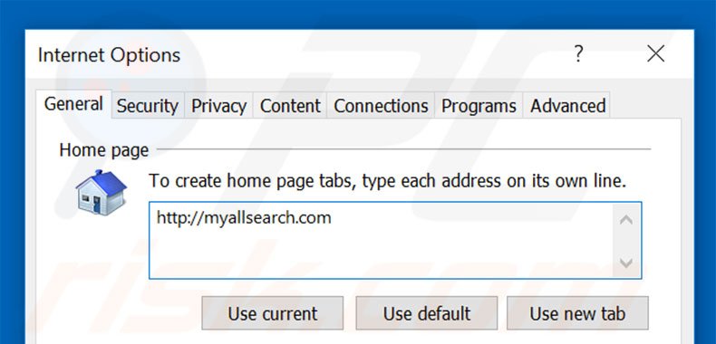 Verwijder myallsearch.com als startpagina in Internet Explorer