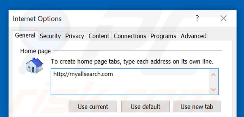 Verwijder myallsearch.com als startpagina in Internet Explorer
