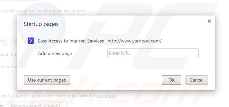 Verwijder yardood.com als startpagina in Google Chrome