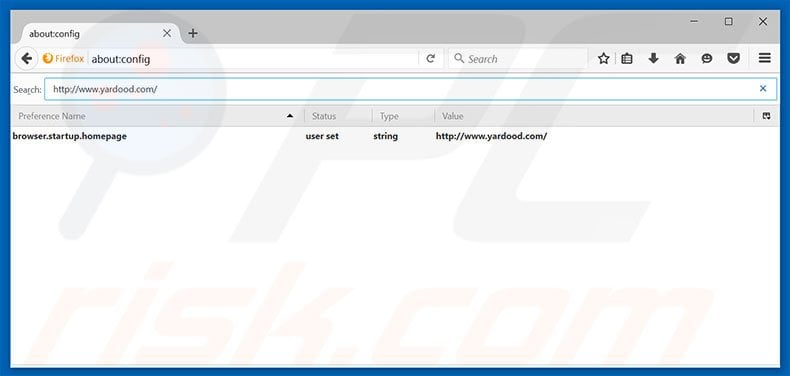 Verwijder yardood.com als standaard zoekmachine in Mozilla Firefox