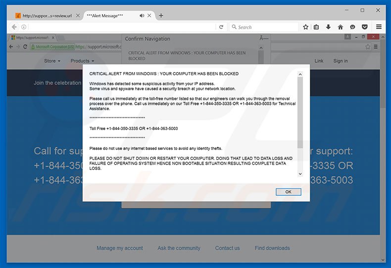 CRITICAL ALERT FROM WINDOWS - Kritieke waarschuwing van Windows adware