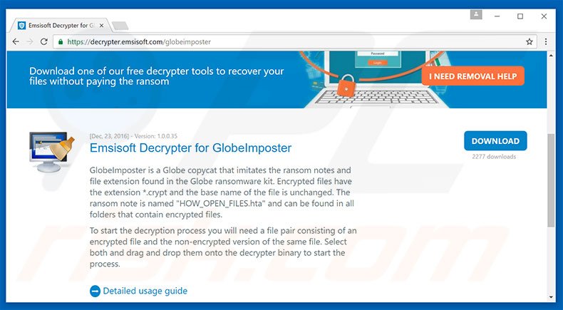 GlobeImposter decryptor