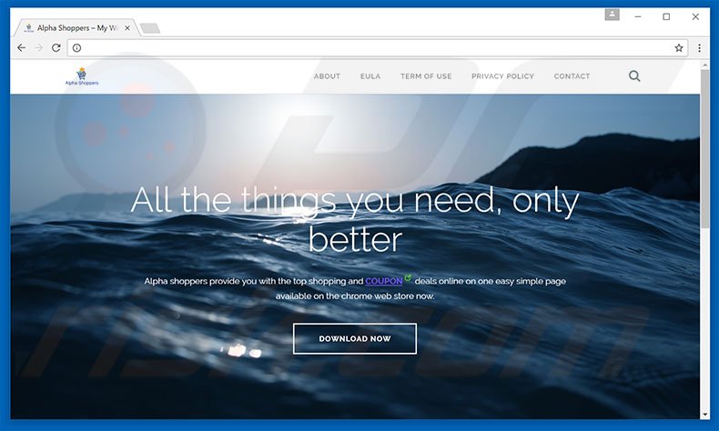 Website gebruikt om Alpha Shoppers adware te promoten