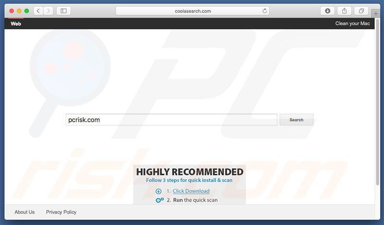 coolasearch.com browser hijacker op een Mac computer