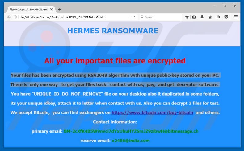 Hermes decryptie instructies