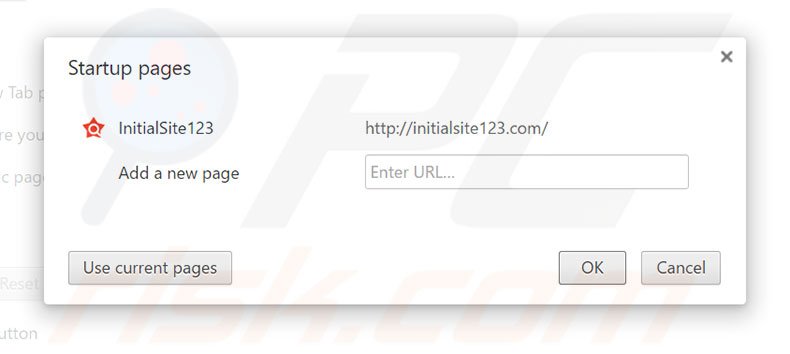 Verwijder initialsite123.com als startpagina in Google Chrome