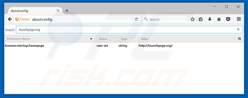 Verwijder launchpage.org als standaard zoekmachine in Mozilla Firefox