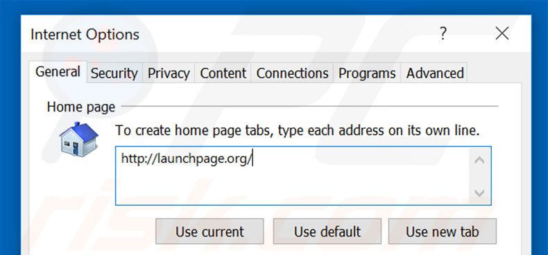 Verwijder launchpage.org als startpagina in Internet Explorer
