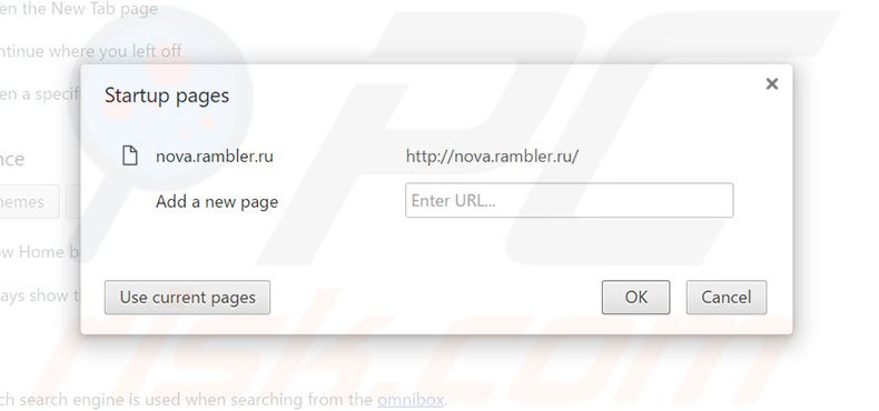 Verwijder rambler.ru als startpagina in Google Chrome
