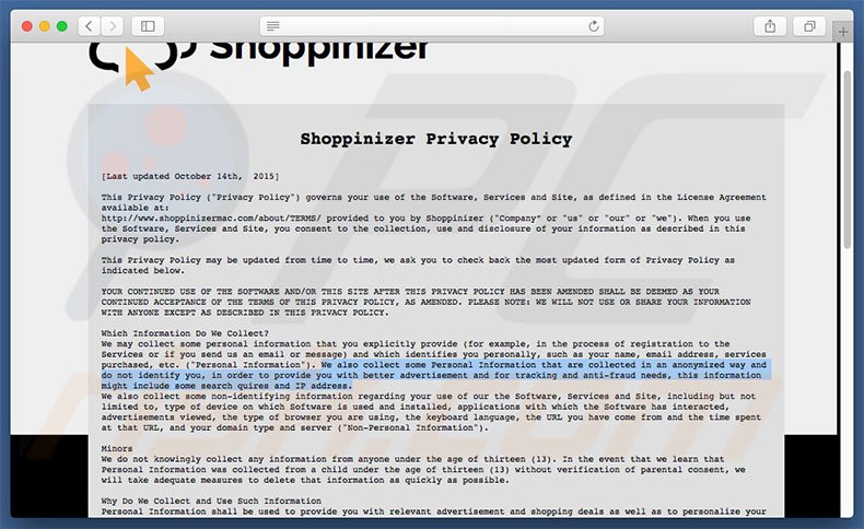 Shoppinizer privacybeleid