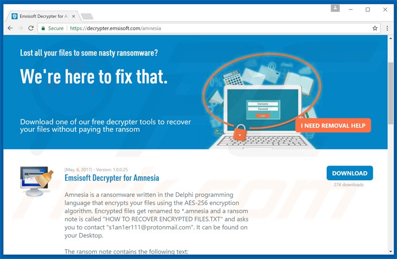 amnesia ransomware decryptor download