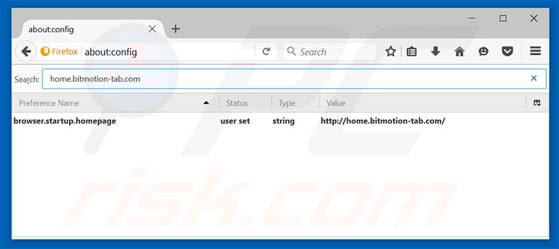 Verwijder home.bitmotion-tab.com als standaard zoekmachine in Mozilla Firefox