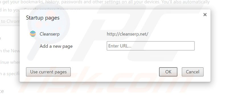 Verwijder cleanserp.net als startpagina in Google Chrome