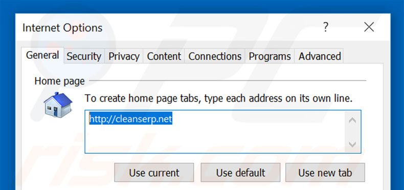 Verwijder cleanserp.net als startpagina in Internet Explorer