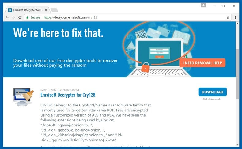 cry128 ransomware decryptor