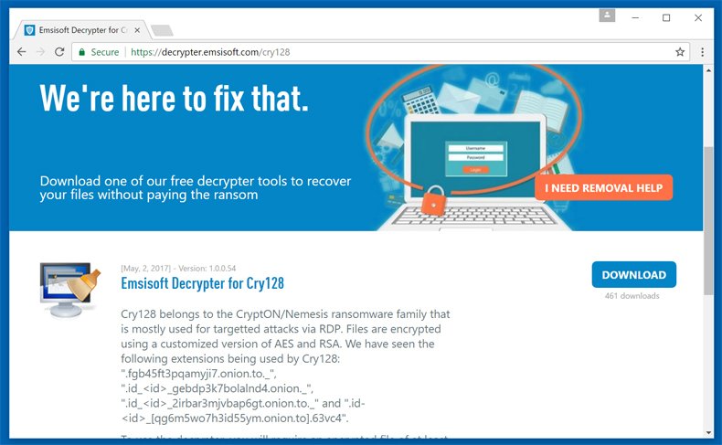 cry128 ransomware decryptor