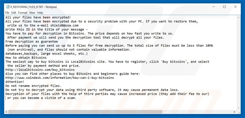 cryptomix ransomware rbestanden herstellen tekstbestand #_RESTORING_FILES_#.TXT