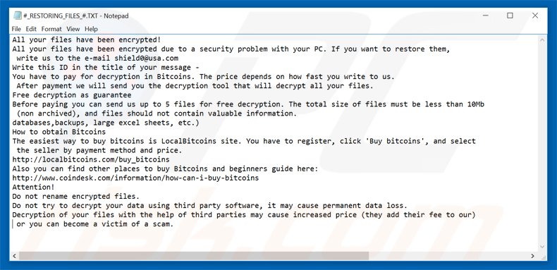 cryptomix ransomware rbestanden herstellen tekstbestand #_RESTORING_FILES_#.TXT