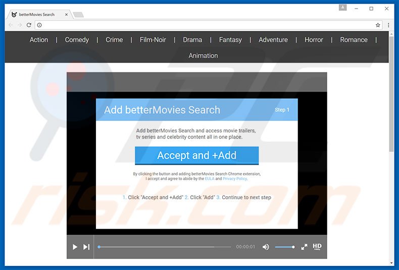 Kwaadaardige website promoot de betterMovies browser hijacker