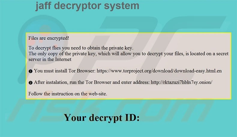 Jaff Decryptor System decryptie instructies