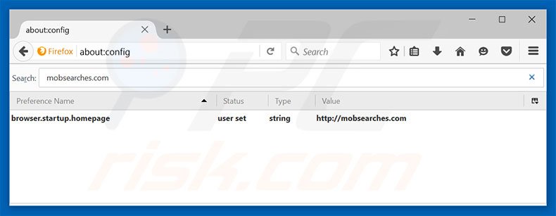 Verwijder mobsearches.com als standaard zoekmachine in Mozilla Firefox