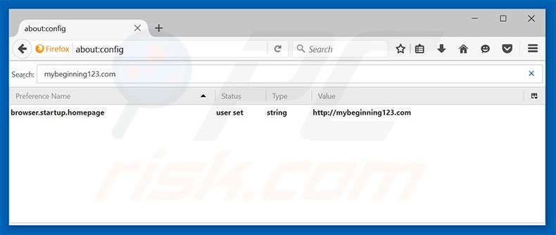 Verwijder mybeginning123.com als standaard zoekmachine in Mozilla Firefox