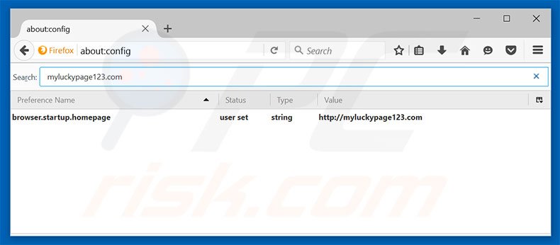 Verwijder myluckypage123.com als standaard zoekmachine in Mozilla Firefox