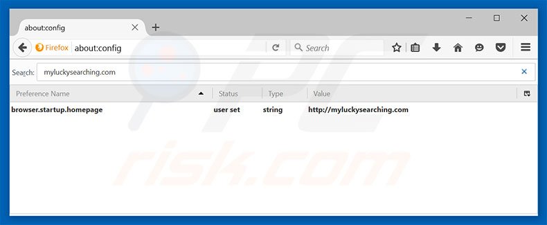 Verwijder myluckysearching.com als standaard zoekmachine in Mozilla Firefox 