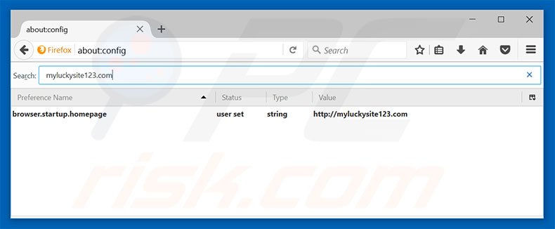 Verwijder myluckysite123.com als standaard zoekmachine in Mozilla Firefox