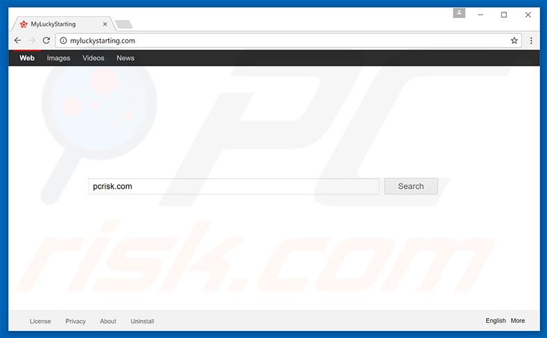 myluckystarting.com browser hijacker