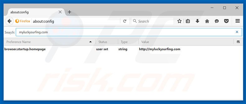 Verwijder myluckysurfing.com als standaard zoekmachine in Mozilla Firefox