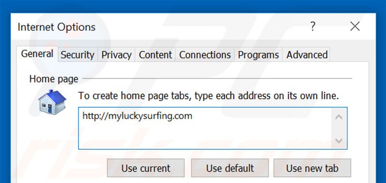 Verwijder myluckysurfing.com als startpagina in Internet Explorer