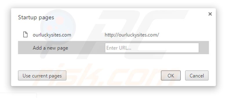 Verwijder ourluckysites.com als startpagina in Google Chrome