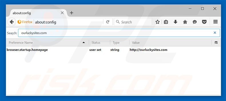 Verwijder ourluckysites.com als standaard zoekmachine in Mozilla Firefox