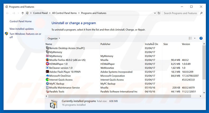 ourluckysites.com browser hijacker verwijderen via Controle Paneel