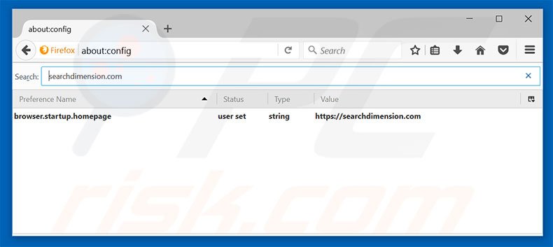 Verwijder searchdimension.com als standaard zoekmachine in Mozilla Firefox