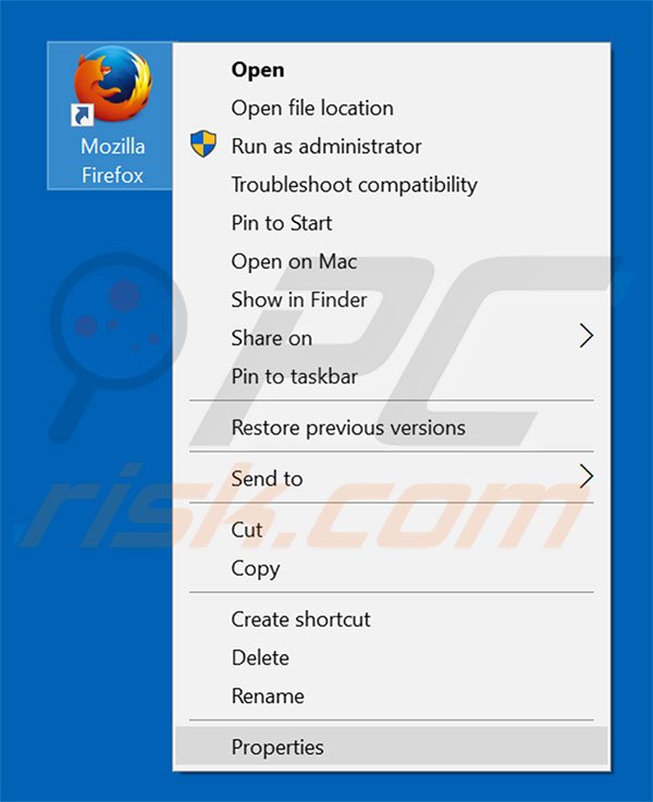 Verwijder searchesspace.com als doel van de Mozilla Firefox snelkoppeling stap 1