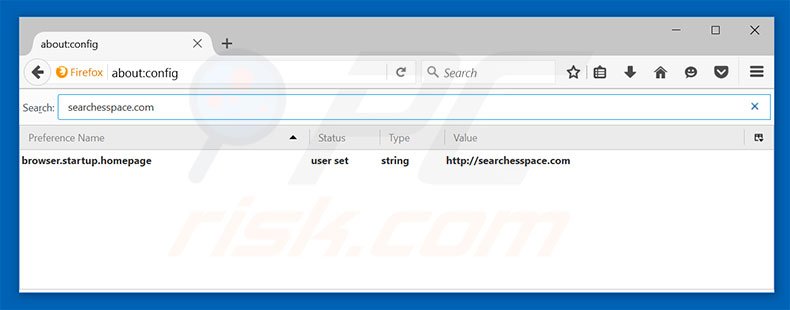 Verwijder searchesspace.com als standaard zoekmachine in Mozilla Firefox
