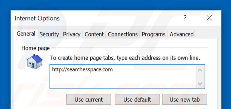 Verwijder searchesspace.com als startpagina in Internet Explorer
