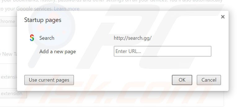 Verwijder search.gg uit Google Chrome startpagina