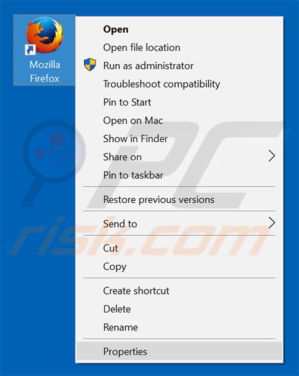 Verwijder search.gg uit Mozilla Firefox snelkoppelingsodel stap 1