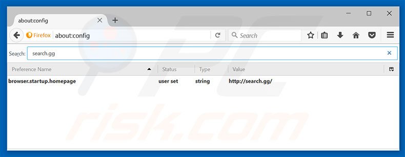 Verwijder search.gg uit Mozilla Firefox standaard zoekmachine