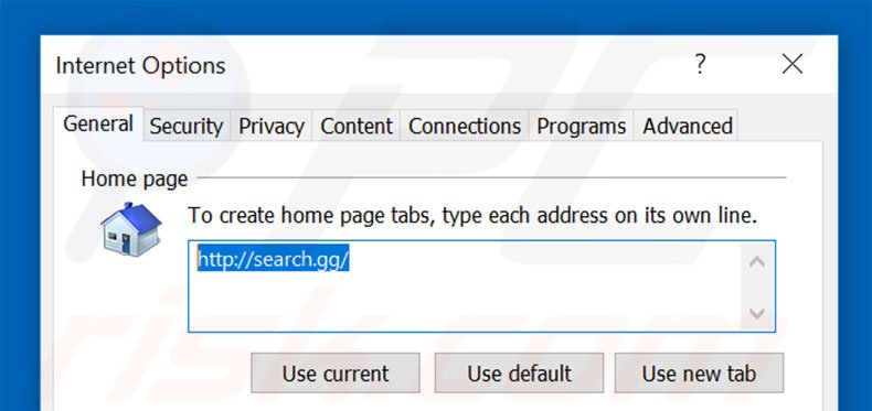 Verwijder search.gg uit Internet Explorer startpagina