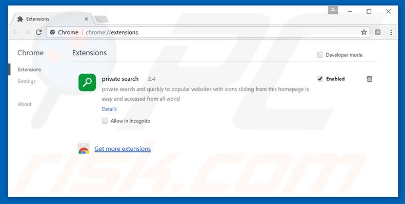 Verwijder aan searchlock.com gerelateerde Google Chrome extensies