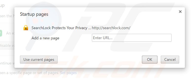 Verwijder searchlock.com als startpagina in Google Chrome