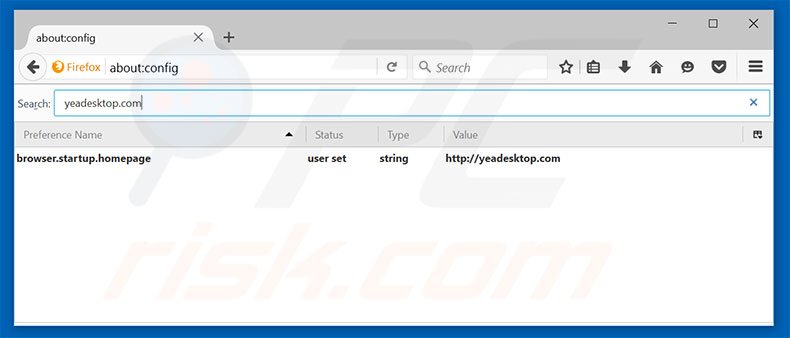 Verwijder yeadesktop.com als standaard zoekmachine in Mozilla Firefox 