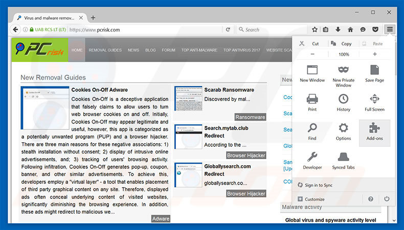 Verwijder de ad.dumedia.ru advertenties uit Mozilla Firefox stap 1